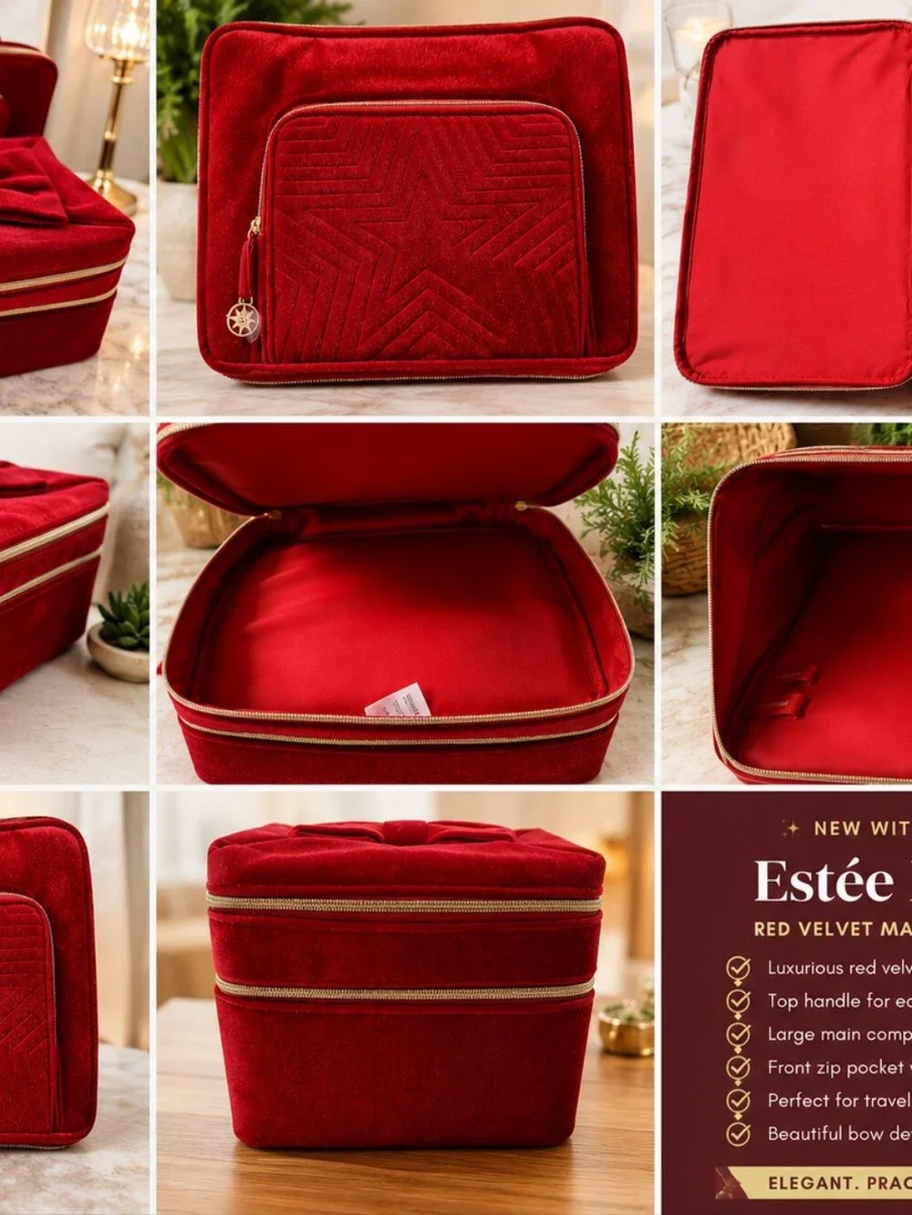 ❤️ Estée Lauder Red Velvet Makeup/Travel Bag – New Without Tags - Picture 1 of 3